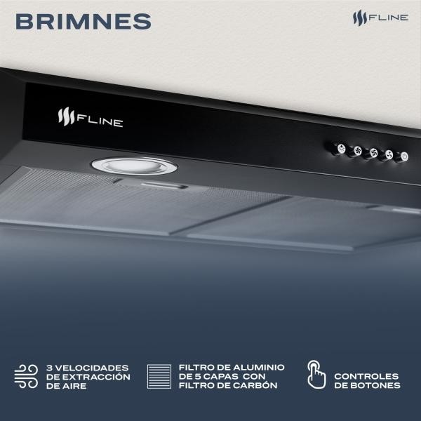 Campana extractora de cocina slim 60 cm Negro Matte | bajo gabiente | Brimnes 60| FLINE image number null