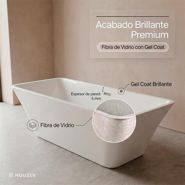 Tina Ba&ntilde;o Premium Lujo 280l Fibra Vidrio 172x77x62 Cm image number null