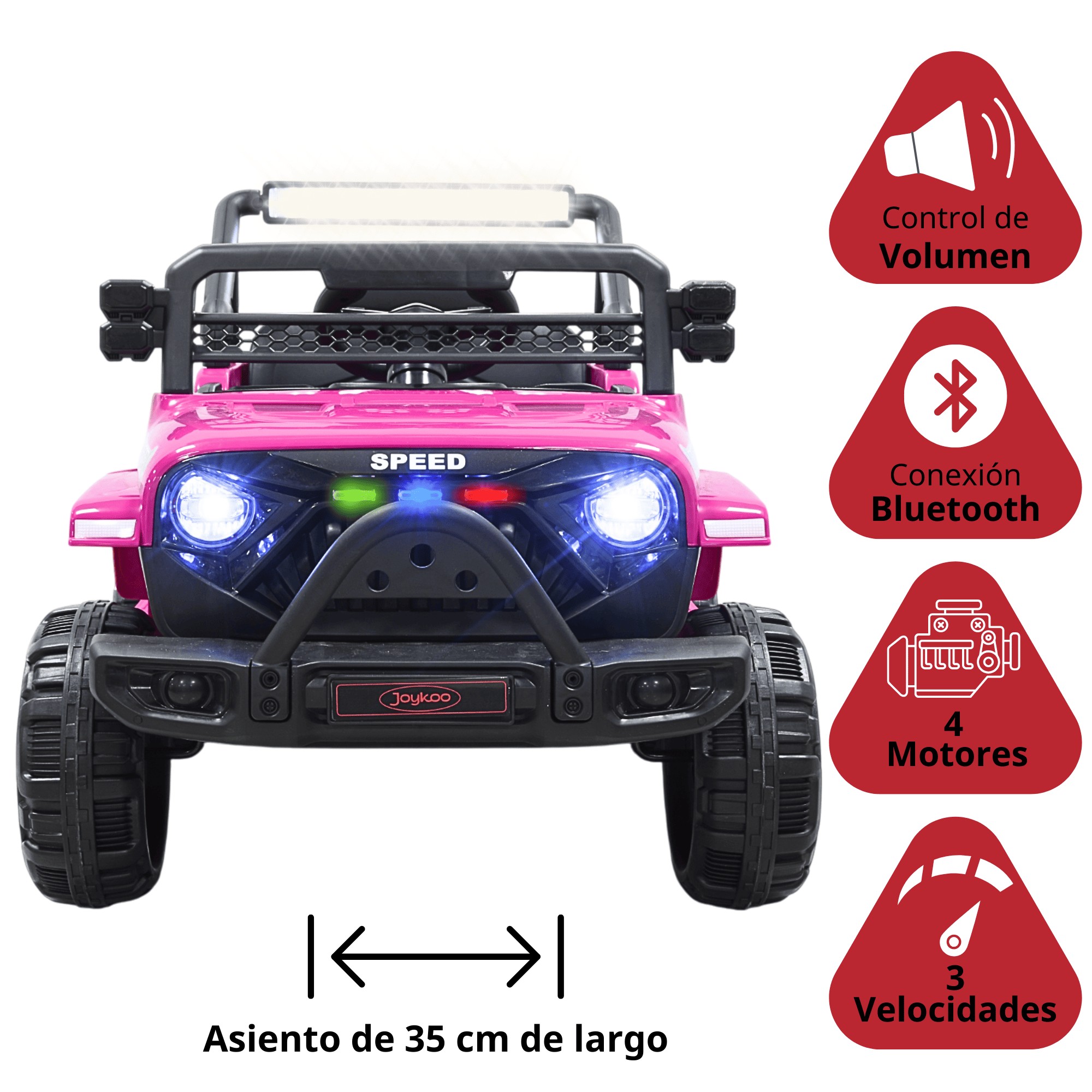 Camioneta Montable El&eacute;ctrica 4x4 para Ni&ntilde;os Bluetooth Control Remoto Luces Led Bater&iacute;a 12V Soporta hasta 30 kg - Rosa image number null