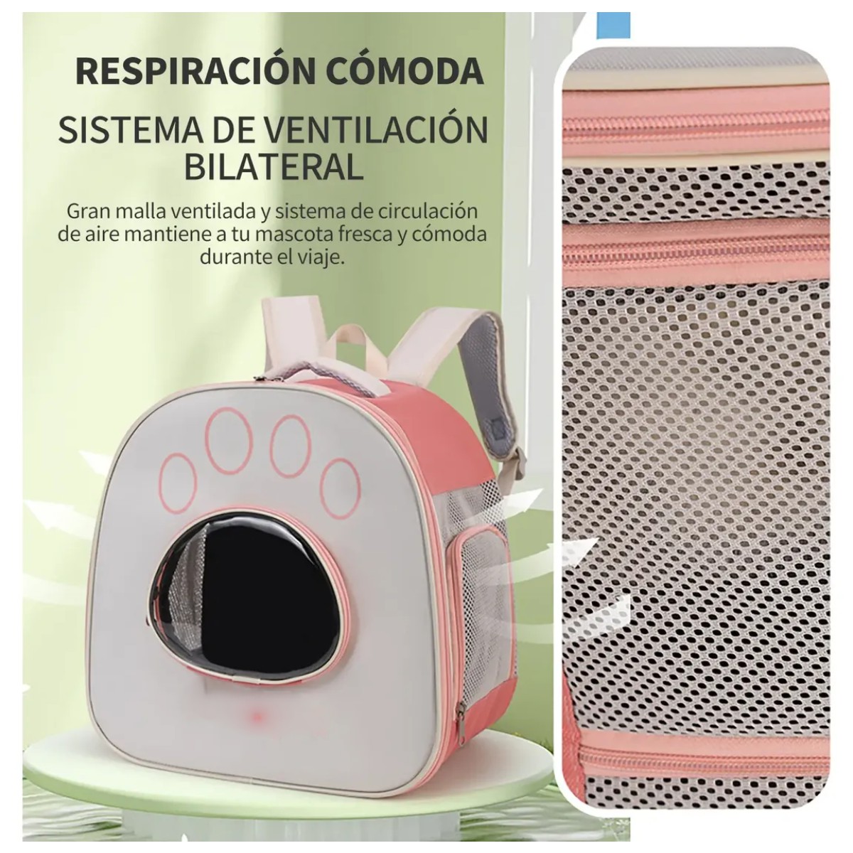 Mochila Transportadora Mascotas Perro Y Gato Rosa image number null