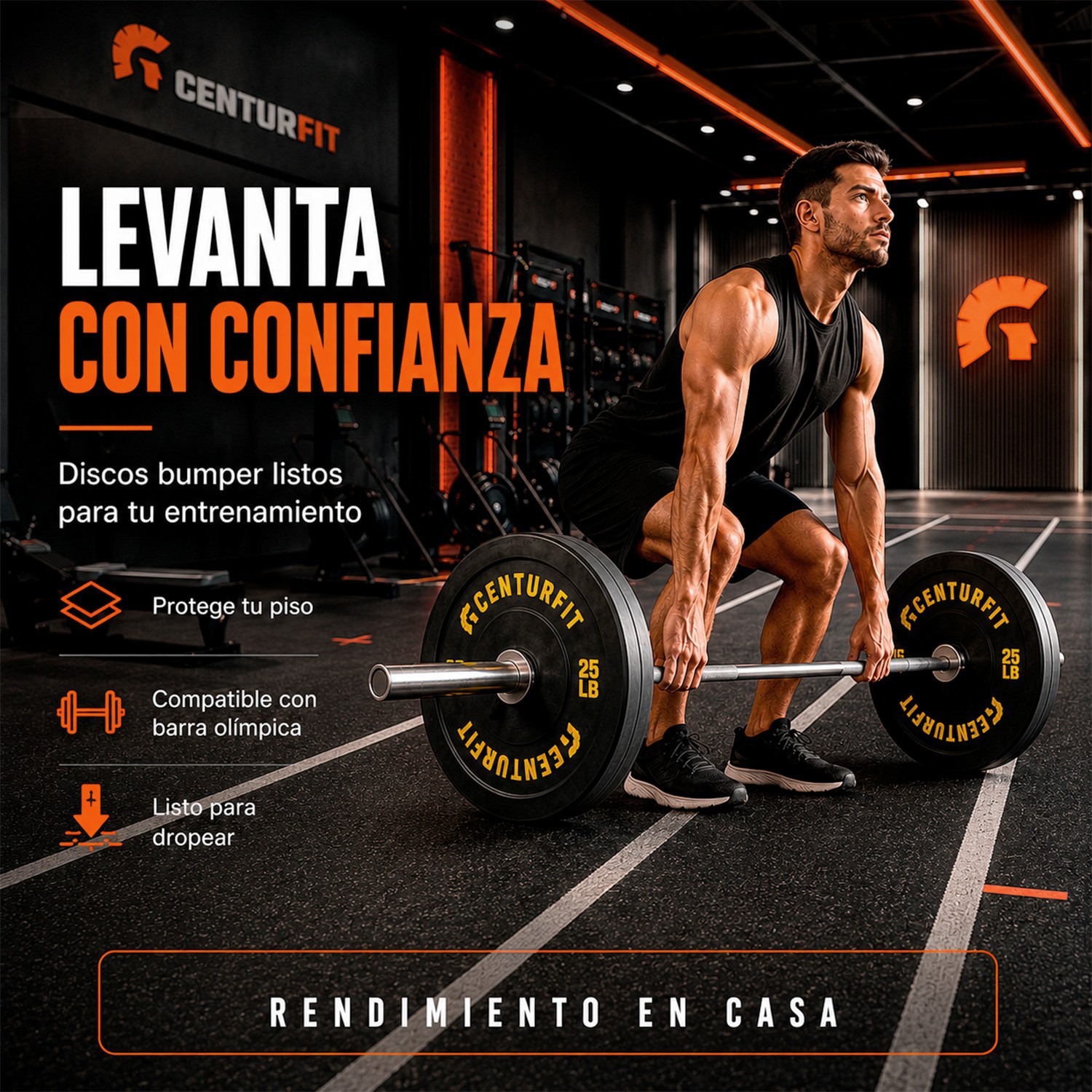 Par Disco Bumper Olimpico 25 Lb Centro Acero Caucho Crossfit Negro Centurfit image number null