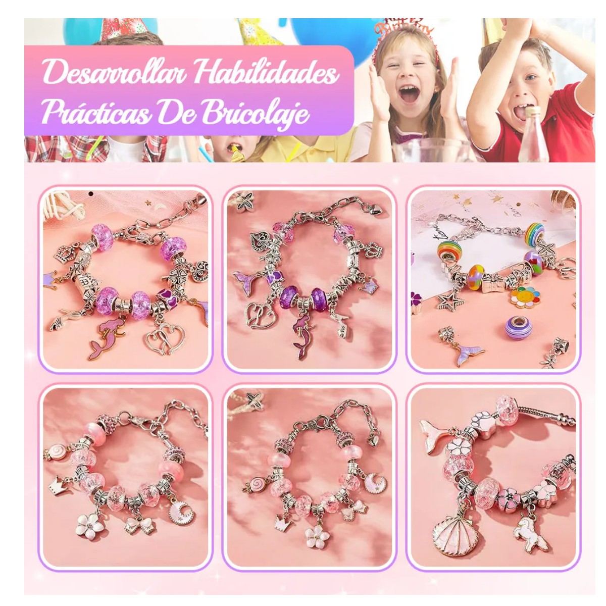 Set Pulseras Cuentas Para Hacer Abalorios Bricolaje image number null