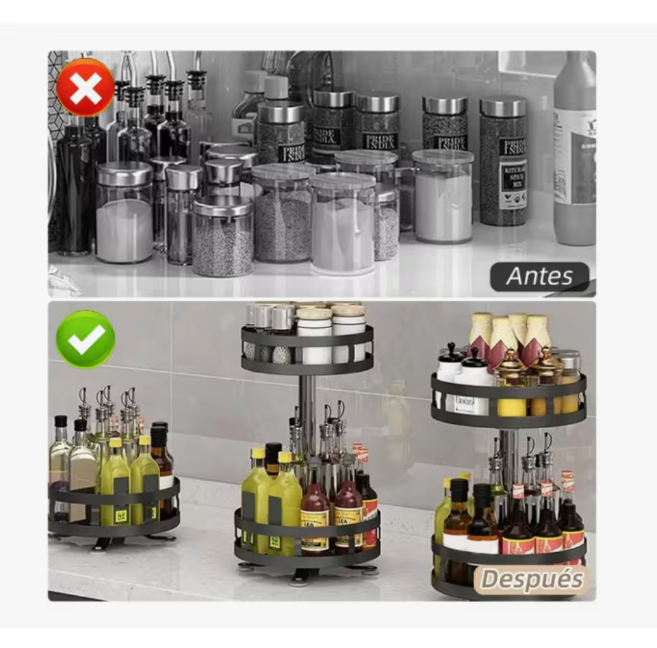 Estante Circular Ajustable Giratorio De Cocina Con 3 Niveles image number null