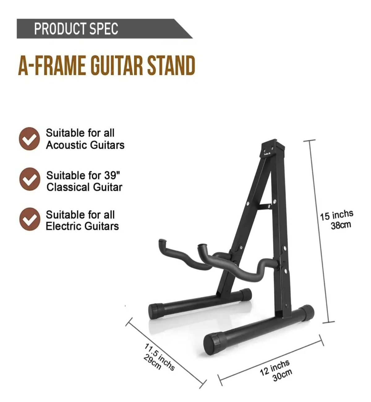 Soporte De Guitarra De Metal Plegable, Soporte De Base Negro image number null