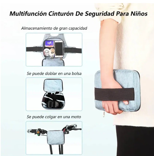 Cintur&oacute;n De Seguridad Para Ni&ntilde;os Para Motocicleta Ajustable Modelo Azul image number null