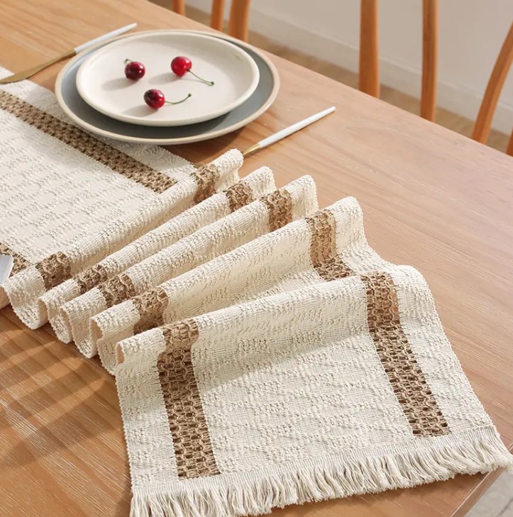 Camino De Mesa Tejido A Mano Con Borlas Vintage 200x30cm image number null