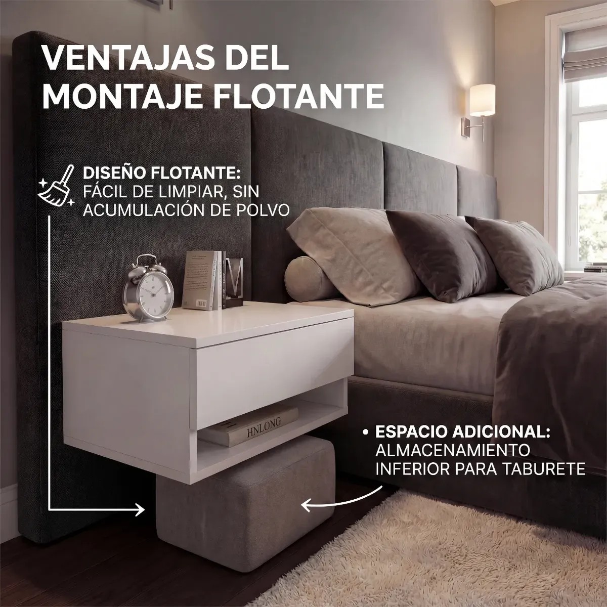 Juego De 3 Repisas Blancas Flotantes Minimalistas De Mdf Con Soporte Oculto image number null
