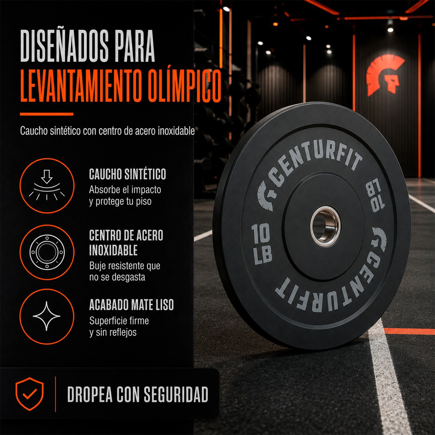 Par Disco Bumper Olimpico Libras Centro Acerocaucho Crossfit Gris Centurfit image number null