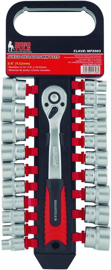 DOGOTULS Juego de Dados D2 1/2" MM-STD con Matraca 21pz image number null