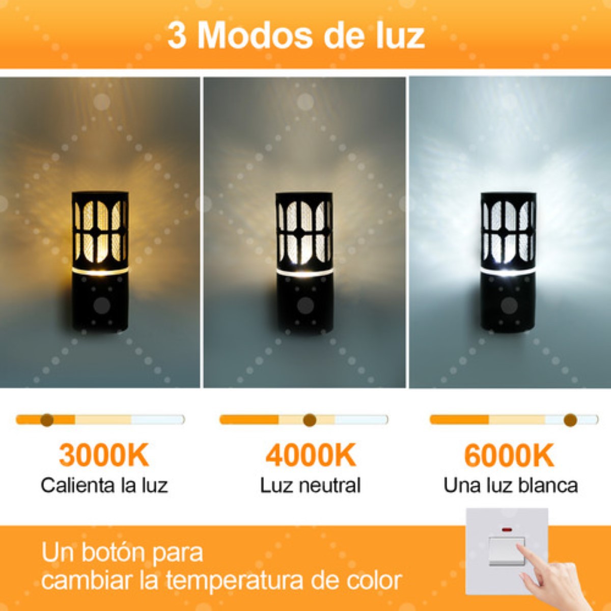 Lampara De Pared Interior Y Exterior Focos Led Moderna Luz negro image number null