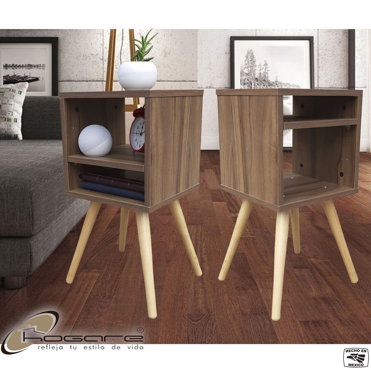 Juego De Bur&oacute;s Smart Hogare, Mesa De Noche Minimalistas e inteligentes Parota image number null