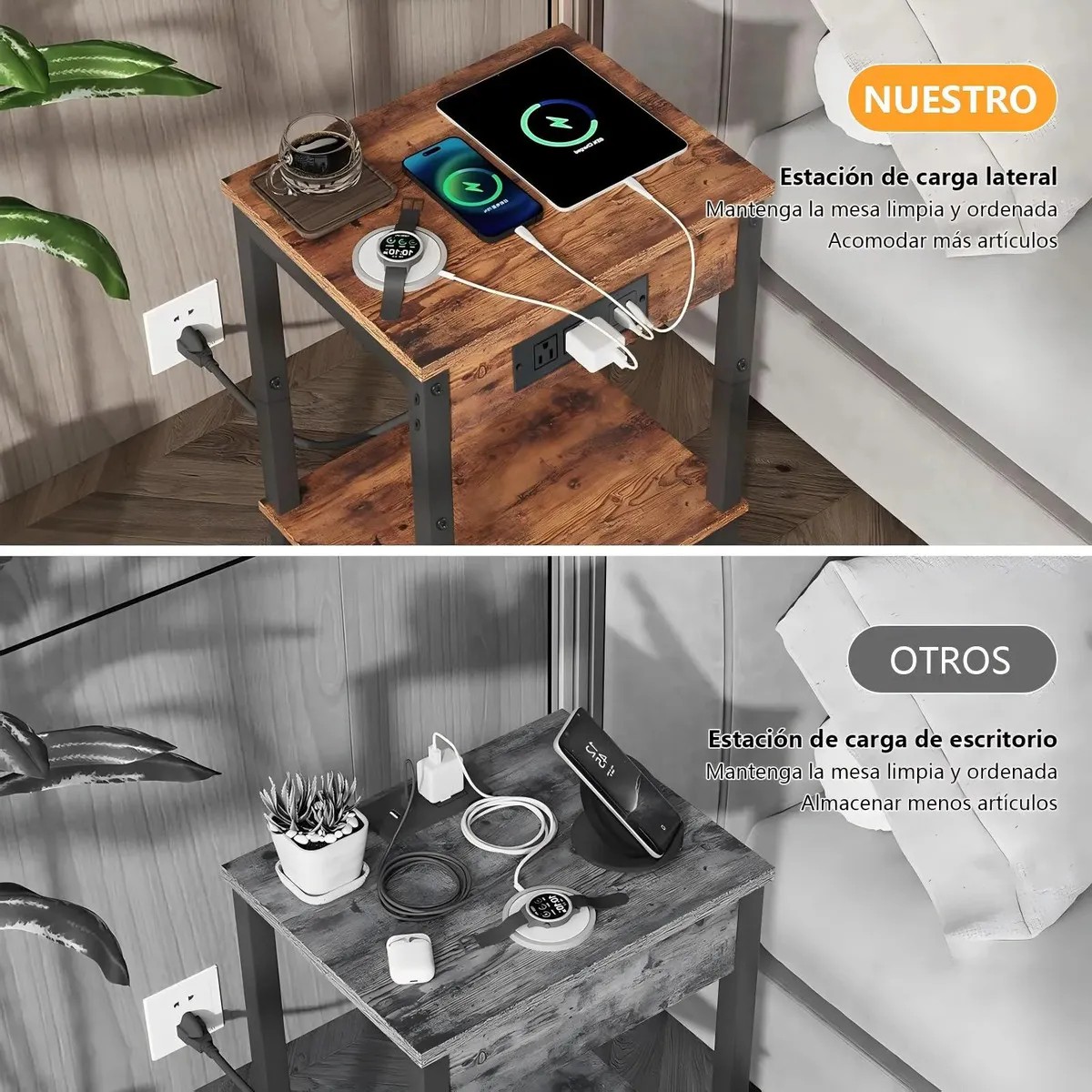 OFERTA Mesitas De Noche Bur&oacute;s, Juego De 2 + Lampara Escritorio Bur&oacute; image number null