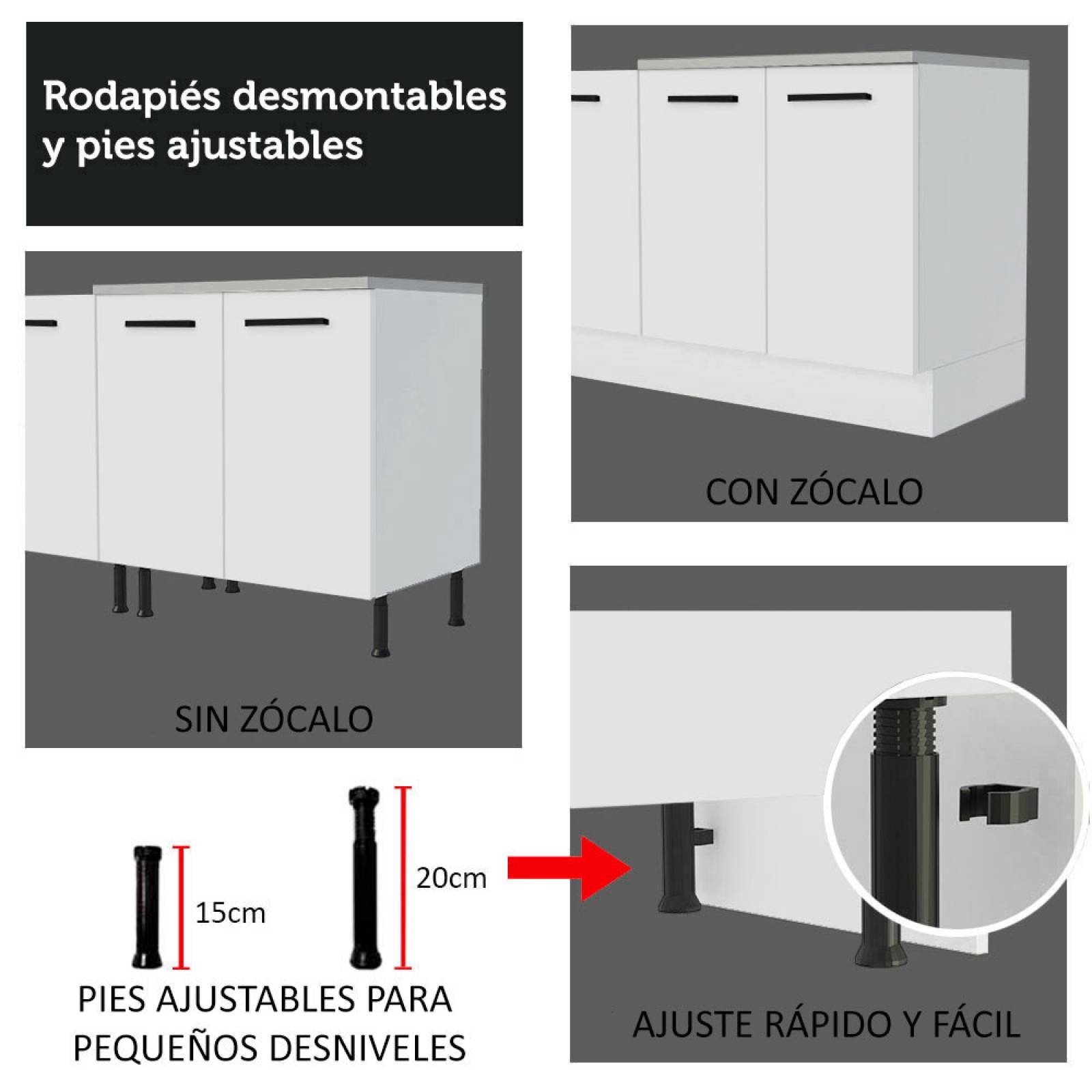 Mueble Inferior de Cocina Madesa Agata 150cm 2 Puertas Blanco. image number null