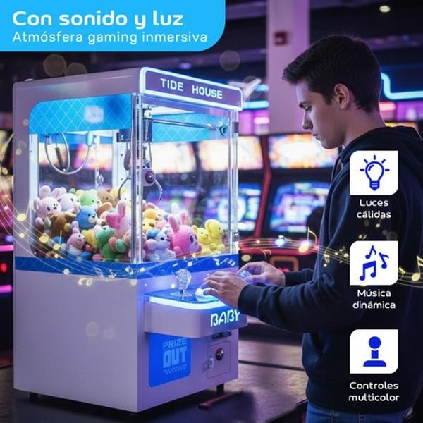 Mini Maquina Garra Peluche Mini Doll Caza Luz Sonido Azul Audiotek image number null