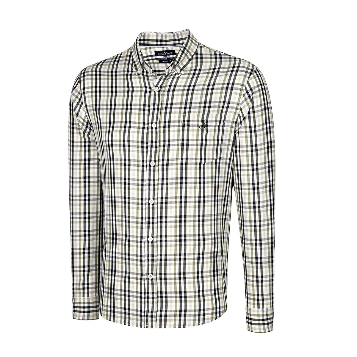 ROPA CAMISA HOMBRE LONG BEACH POLO CLUB AK156 VERDE MARINO BLANCO image number null