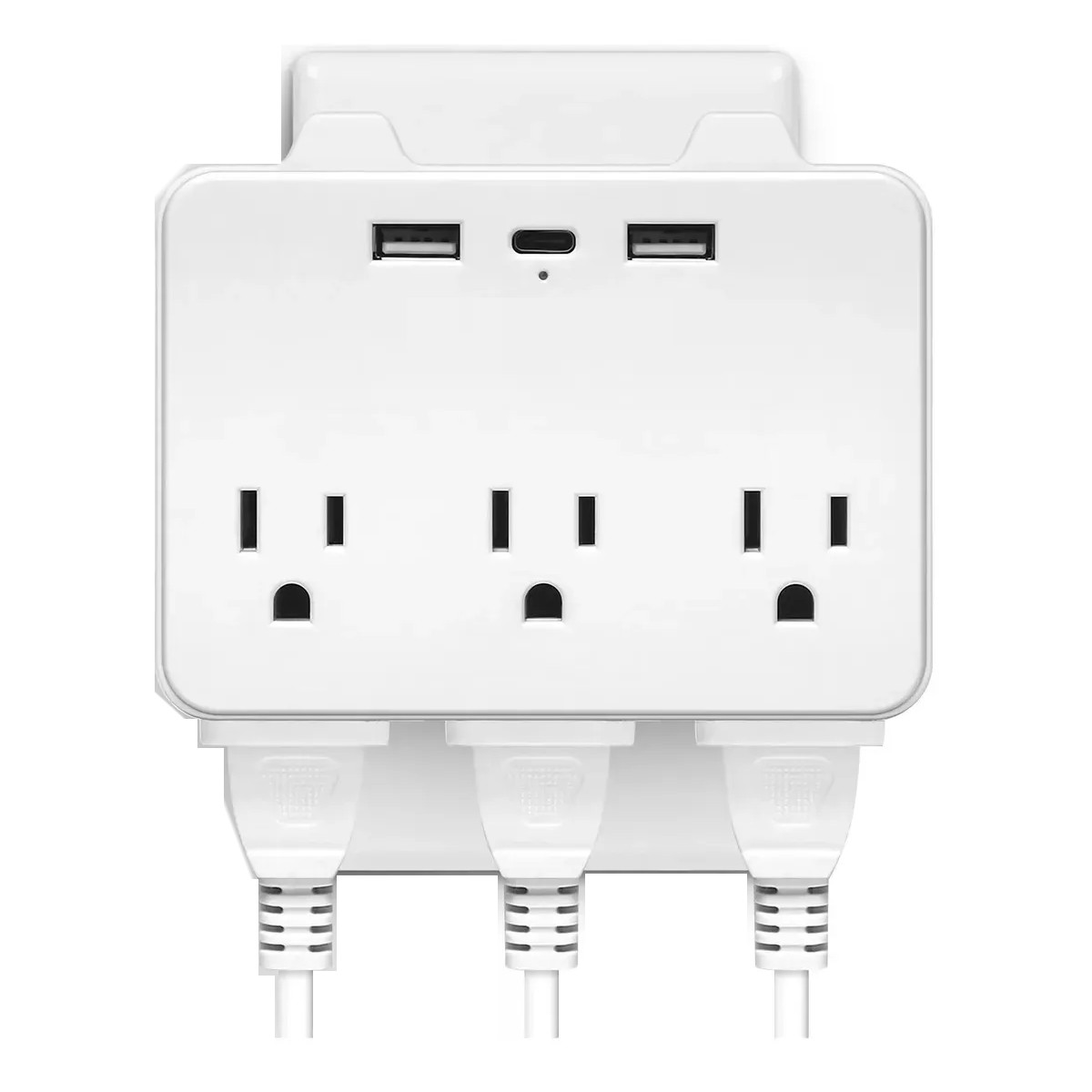 Adaptador De Pared Multicontactos, 6 Entradas, 2 + 1 Usb, Blanco Nieve image number null