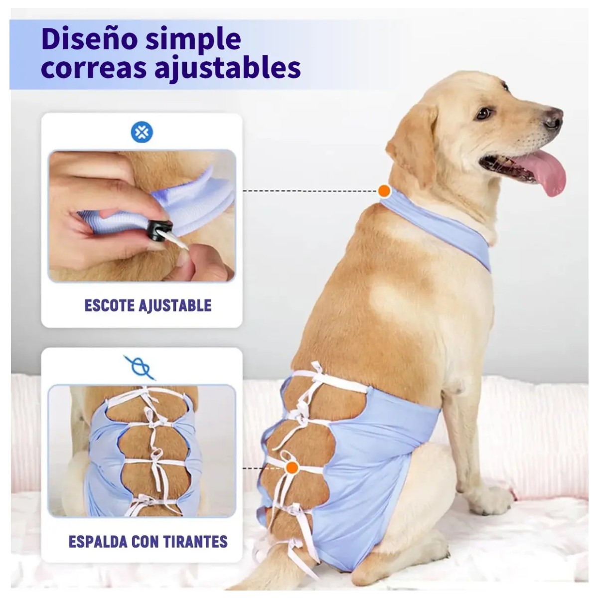 Faja Postoperatorio Esterilizada Para Perro Mediano Azul-M image number null