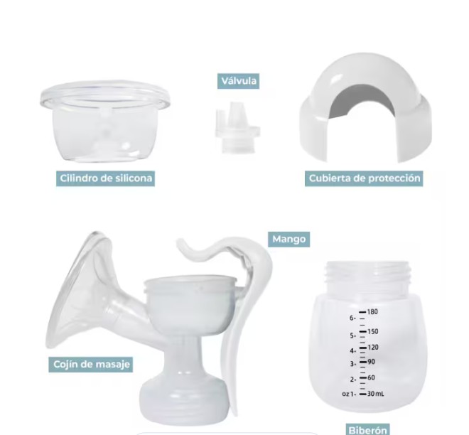Extractor De Leche Manual Con Recipiente De Almacenamiento Sacaleche Y Alimentaci&oacute;n Bebe Color Blanco image number null