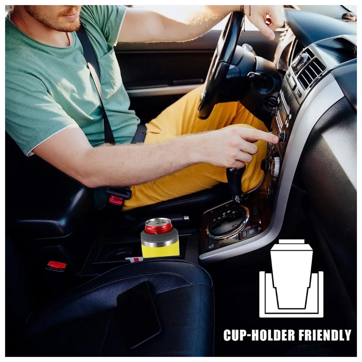 Portalatas De Cerveza 14oz Acero Inoxidable Vaso T&eacute;rmico Amarillo image number null