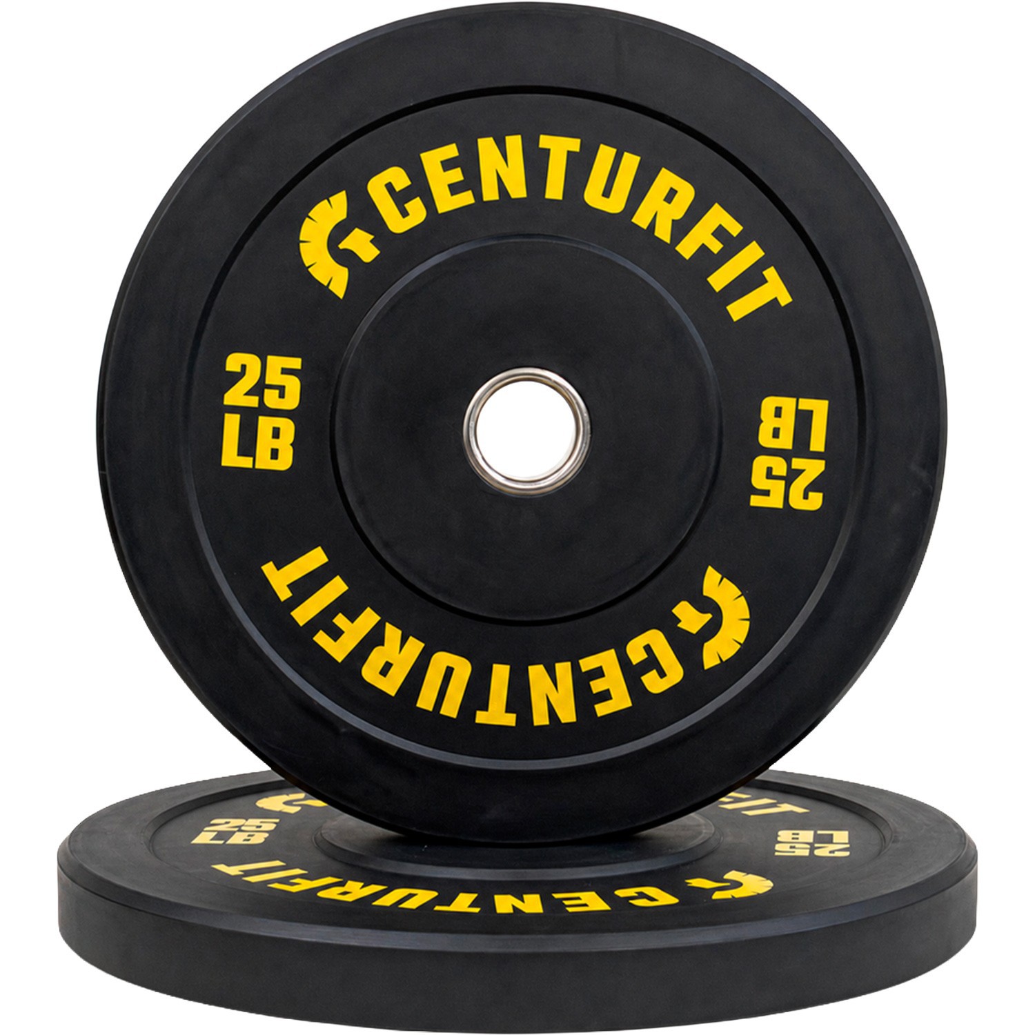 Par Disco Bumper Olimpico 25 Lb Centro Acero Caucho Crossfit Negro Centurfit image number null