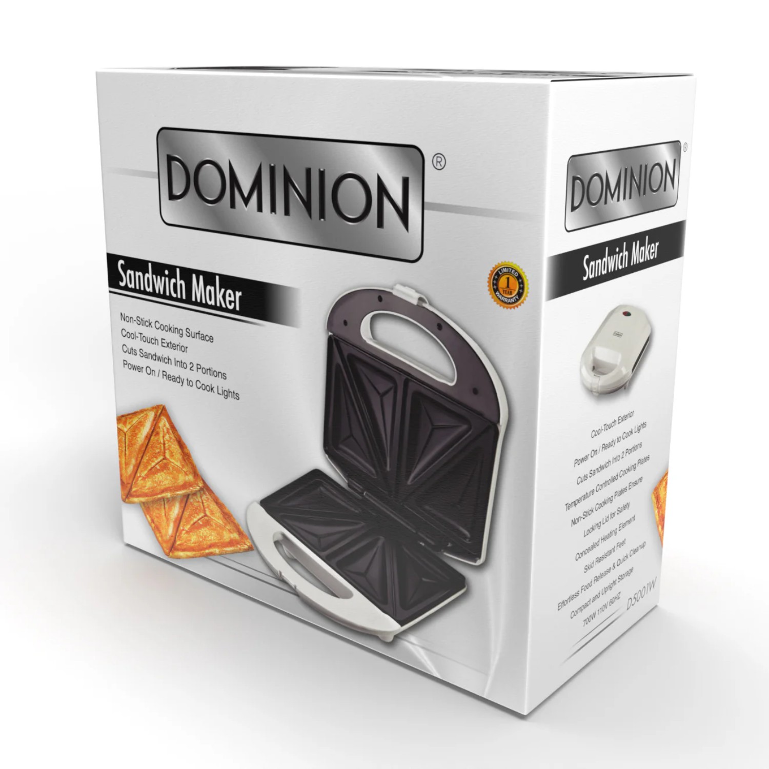 Sandwichera Dominion Blanca para 2 S&aacute;ndwiches Modelo Sandwich Maker image number null