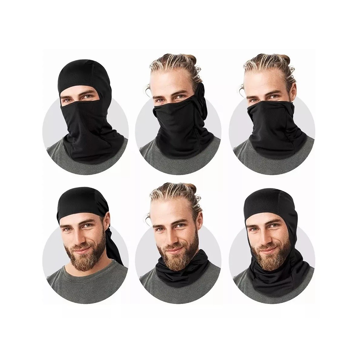 Kit Bandana Pasamonta&ntilde;as Balaclava T&aacute;ctico M&aacute;scara Moto 10 Pack Negro gris oscuro blanco image number null