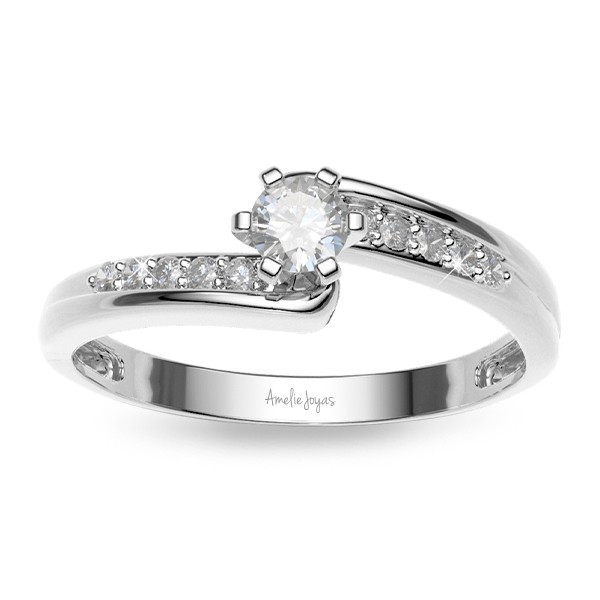 Anillo de Compromiso con 20 puntos Diamante Natural Certificado Oro 14K Amelie Joyas image number null