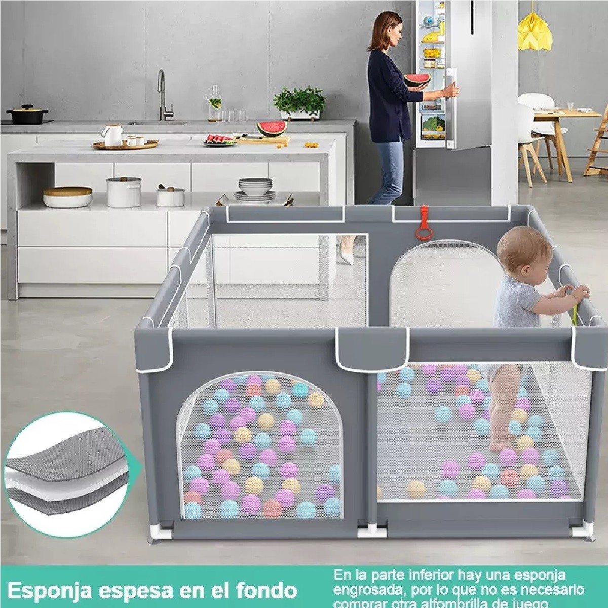 Corral Para Bebe Corralito De Juegos Plegable Infantil(con 30 Pelotas image number null