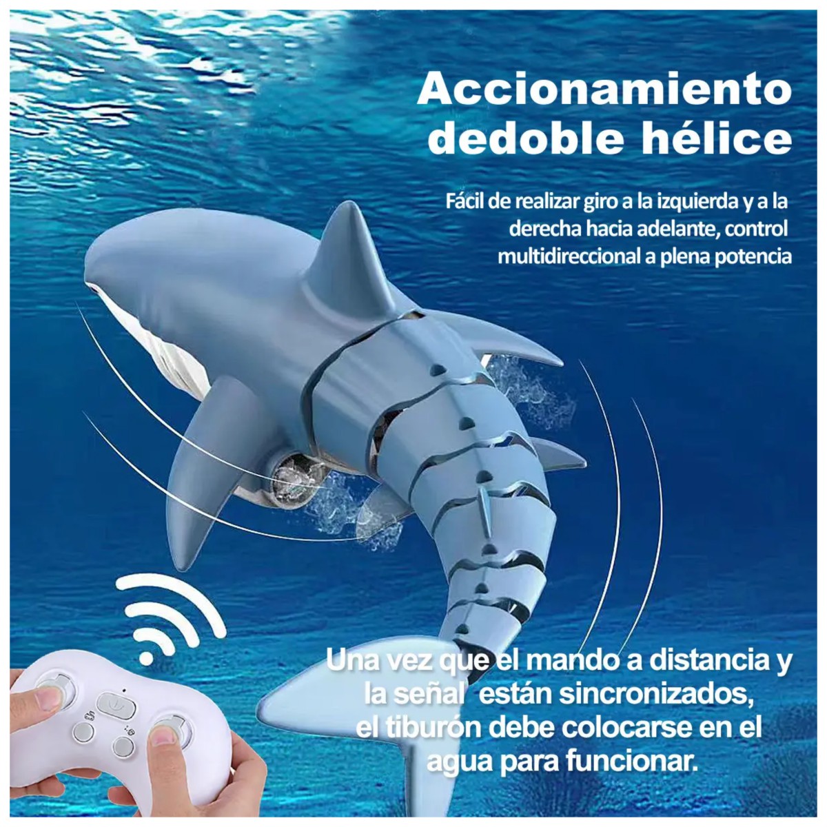 Juguete De Estanque Control Remoto Tiburones Color:Azul image number null