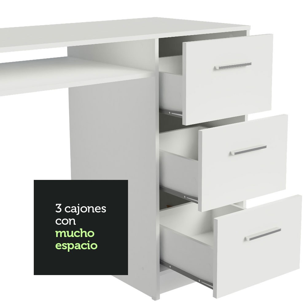 Escritorio Para Pc Madesa Alaska 3 Cajones 1 Puerta Blanco 1 image number null