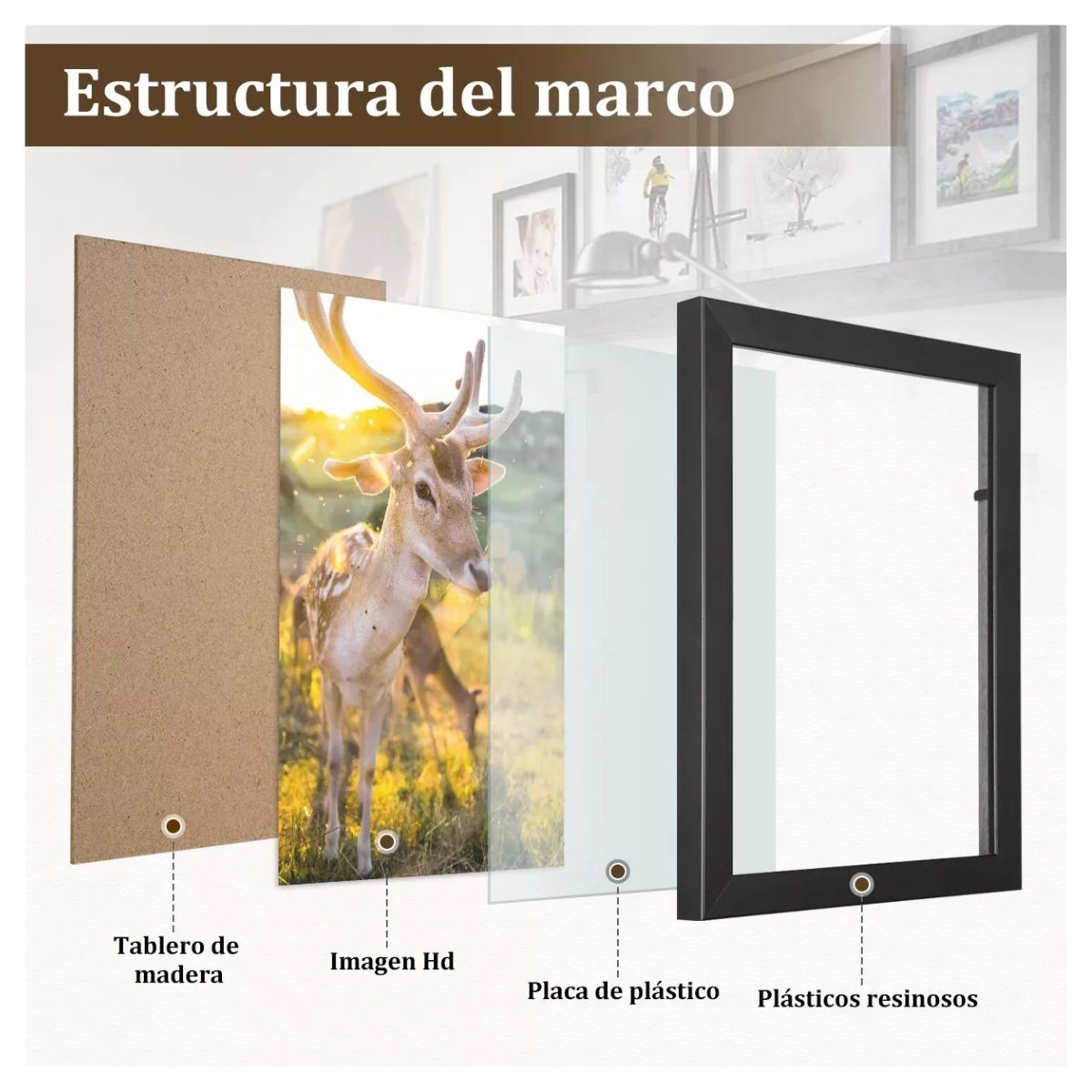 9 Piezas Fotos Marco, Portaretrato Decoraci&oacute;n De Habitaciones image number null