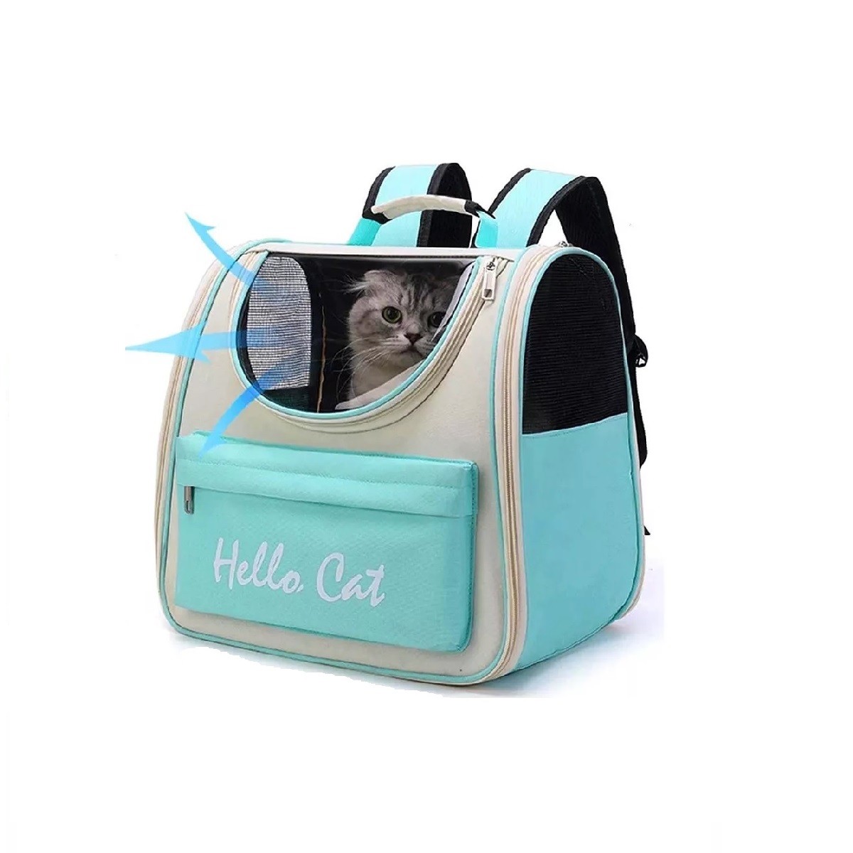 Mochila Transportadora Para Gato Perro Port&aacute;til Y Respirable Verde image number null