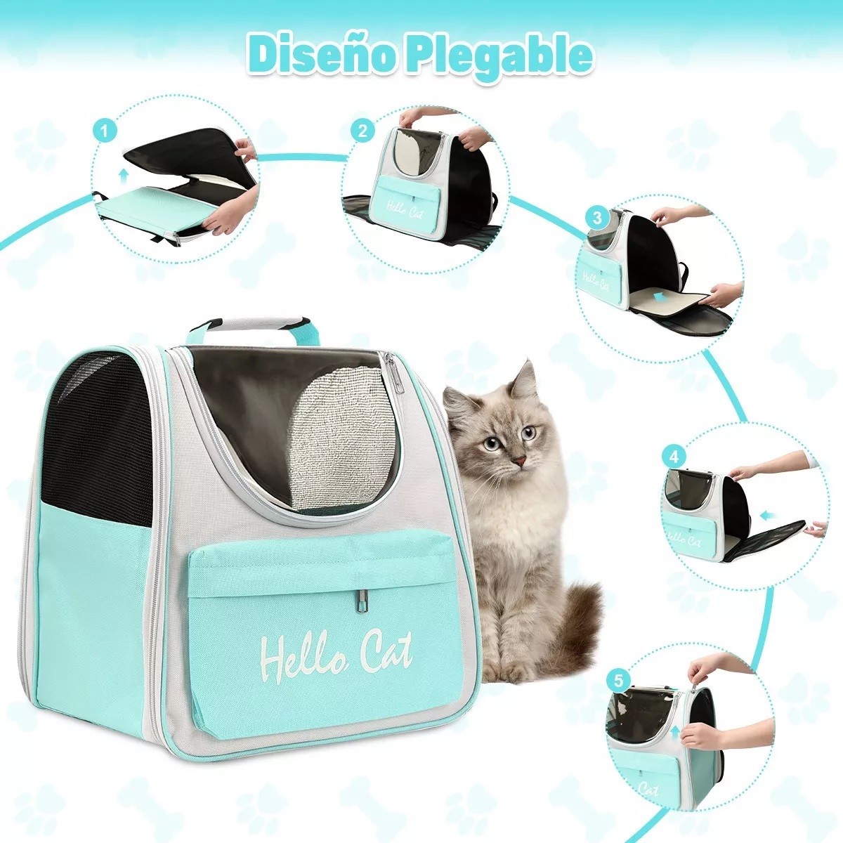 Mochila Transportadora Para Gato Perro Port&aacute;til Y Respirable Verde image number null