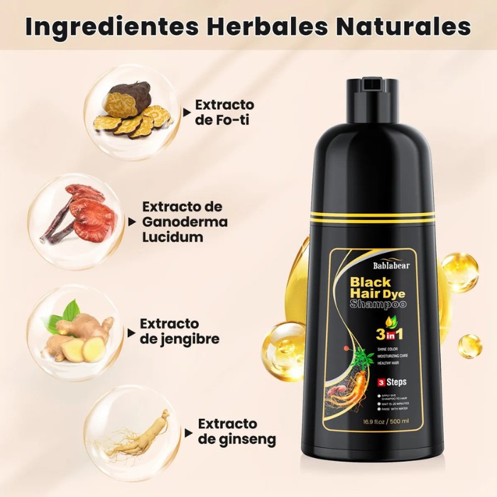 Shampoo Tinte Cubre Canas 500ml Natural Jengibre Hair Dye image number null