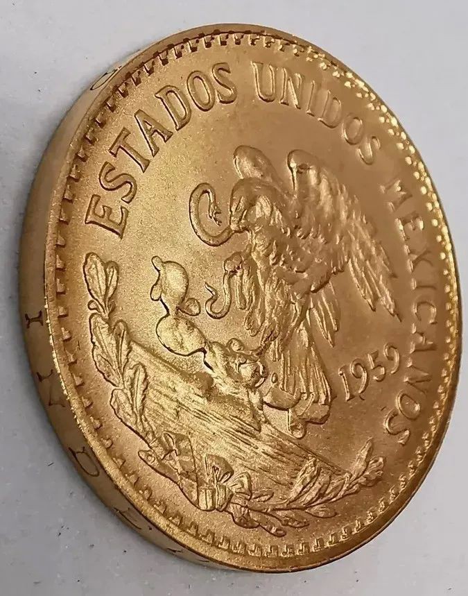 Moneda Azteca Oro $20 pesos Original 1959 Sin Circular Nueva. image number null