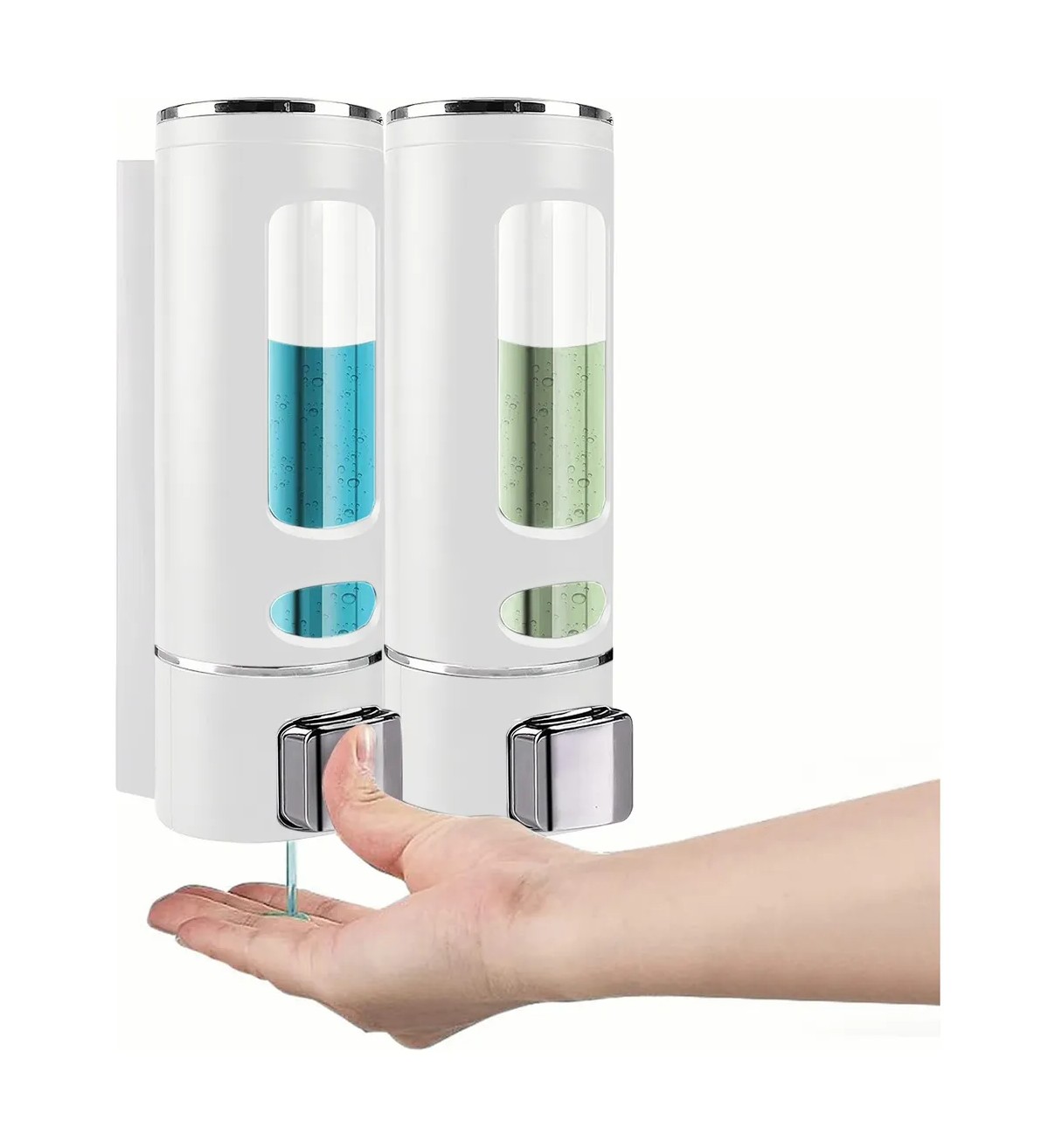 Dispensador De Jab&oacute;n L&iacute;quido Despachador De Champ&uacute; Gel 2 Pzs Blanco Malubero image number null
