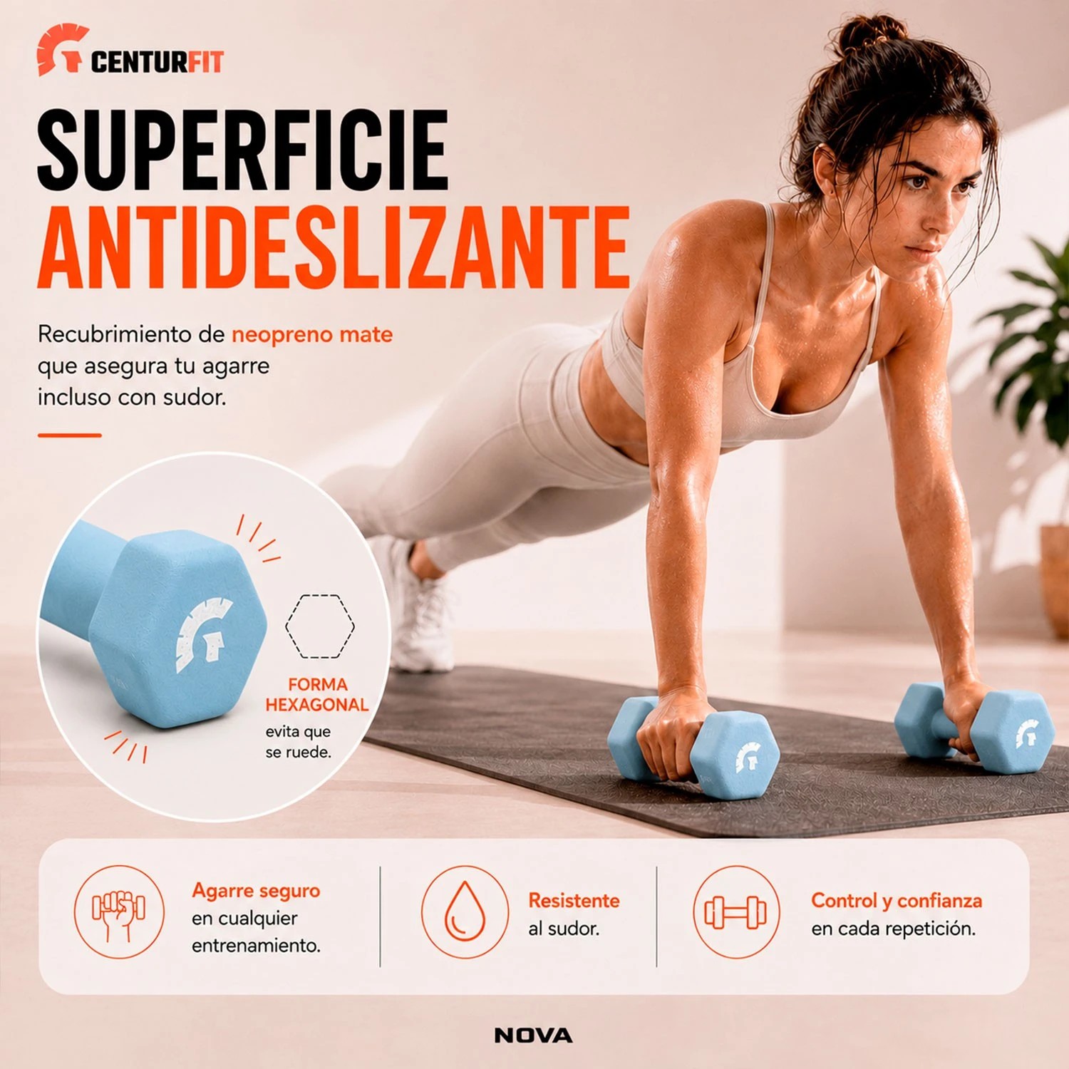Par Mancuernas Pesa Neopreno Suave 4 Kg Antideslizante Azul Centurfit image number null
