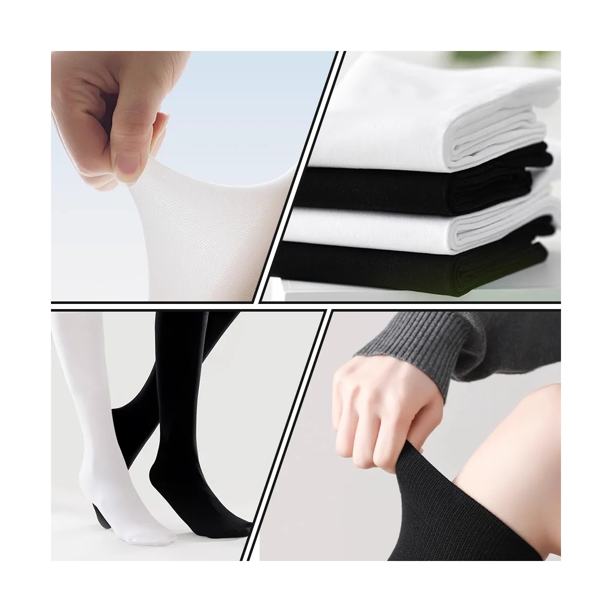12par Medias Calcetines De Compresi&oacute;n Varices Negro blanco gris azul marino Talla S/M image number null