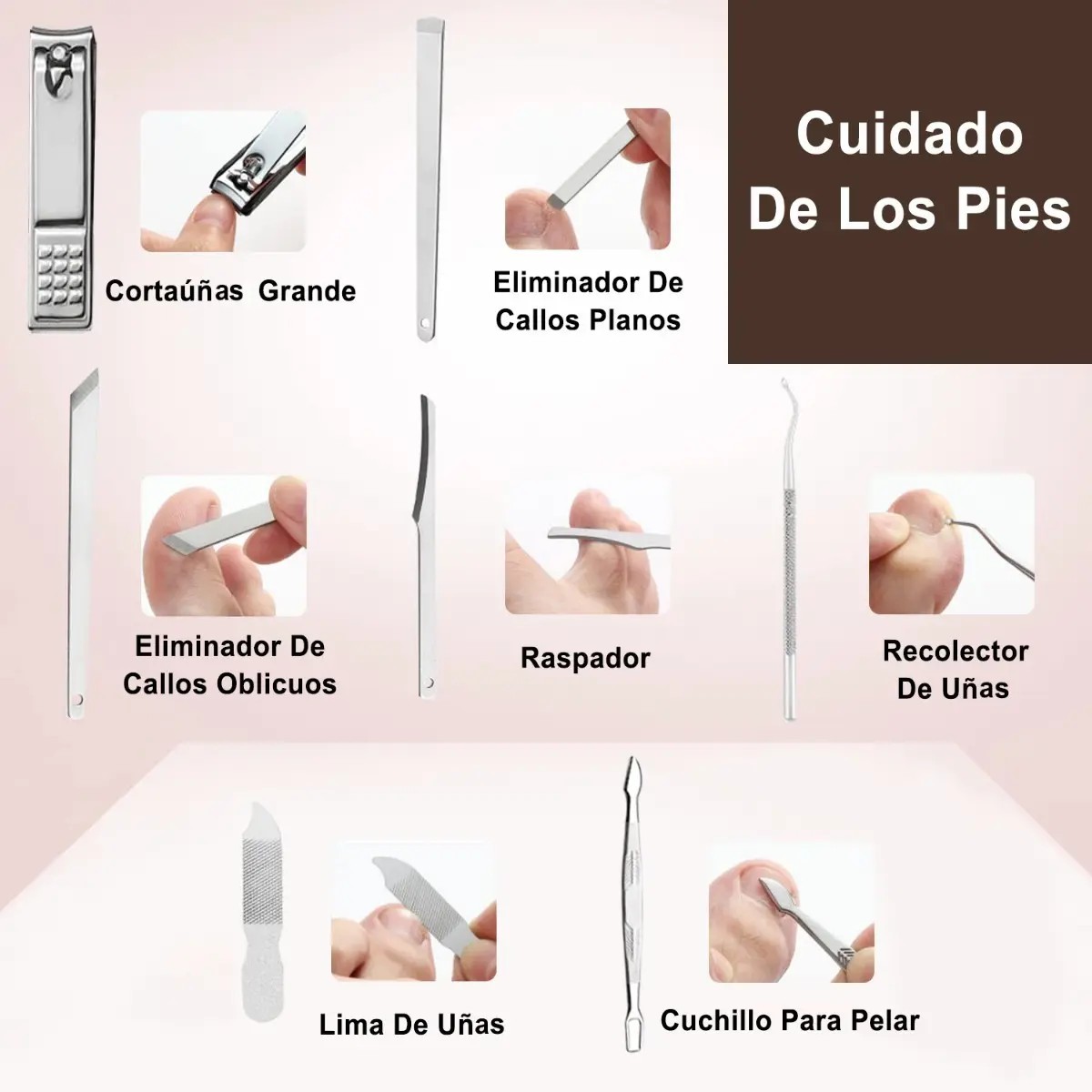 Set de Manicura y Pedicura 26 Piezas Acero Inoxidable Negro image number null