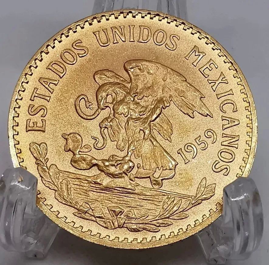 Moneda Azteca Oro $20 pesos Original 1959 Sin Circular Nueva. image number null