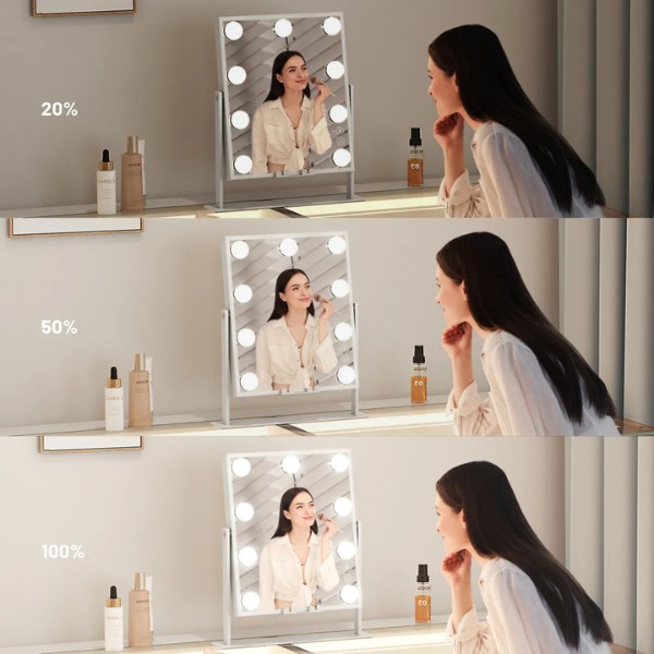 Espejo de Maquillaje Hollywood con 9 Luces LED, Bluetooth y mini Espejo Aumento 10X con Soporte para Tel&eacute;fono image number null