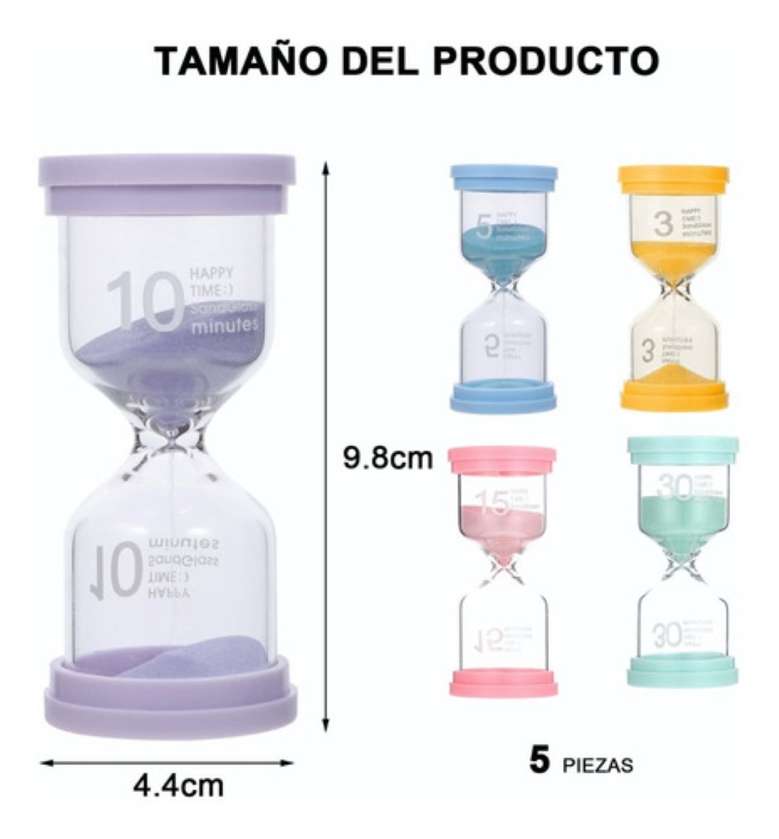 Temporizador De Arena Port&aacute;til Reloj, reloj De Arena 5 Pzs multicolor image number null