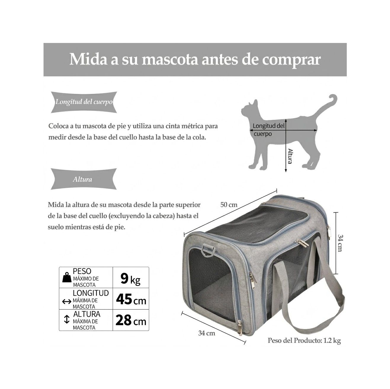 Transportadora Bolsa De Mascotas Plegable GRIS image number null