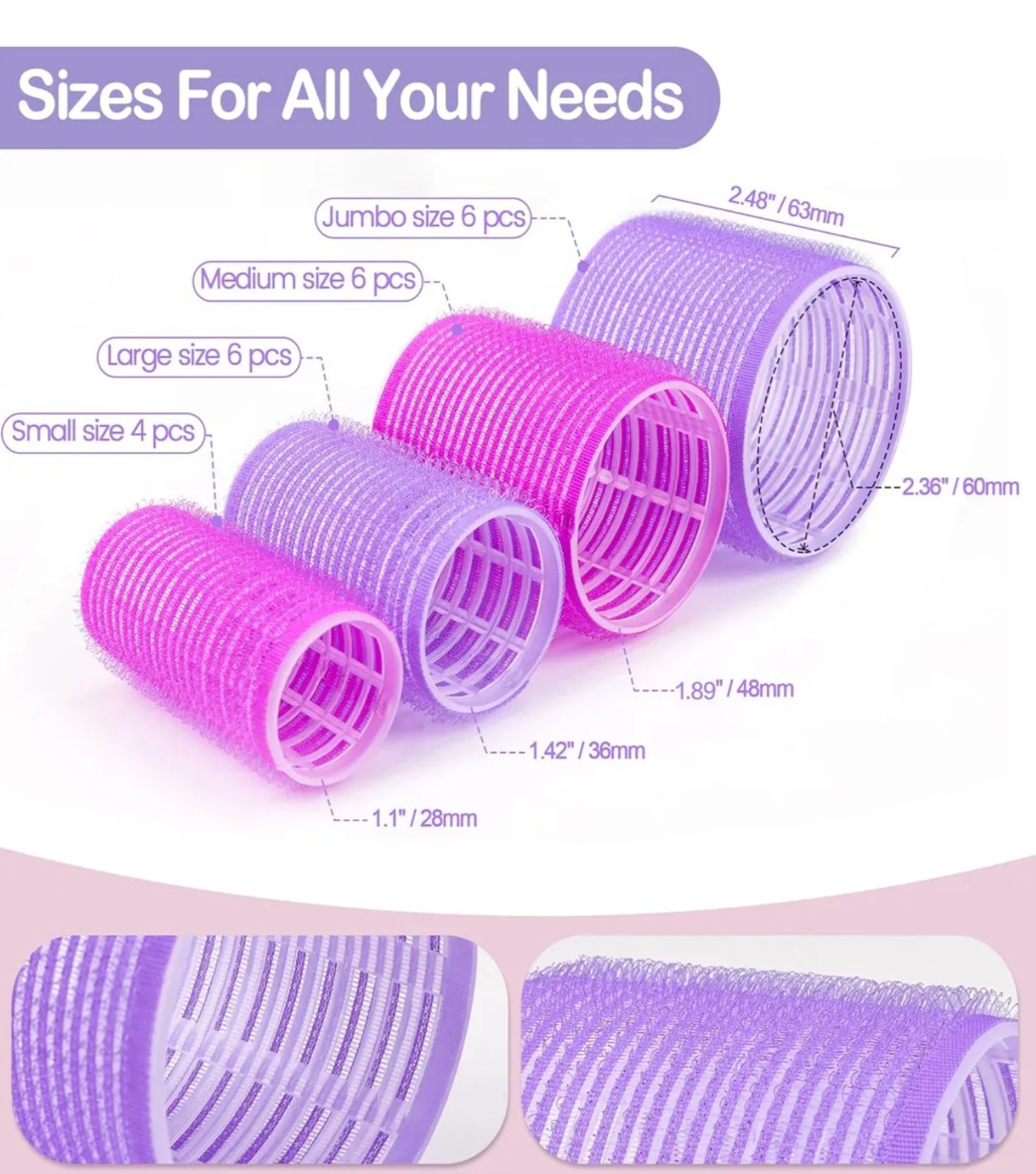 "33 pzs Rulos Tubos Pl&aacute;stica Para Cabello Autoadheribles " image number null