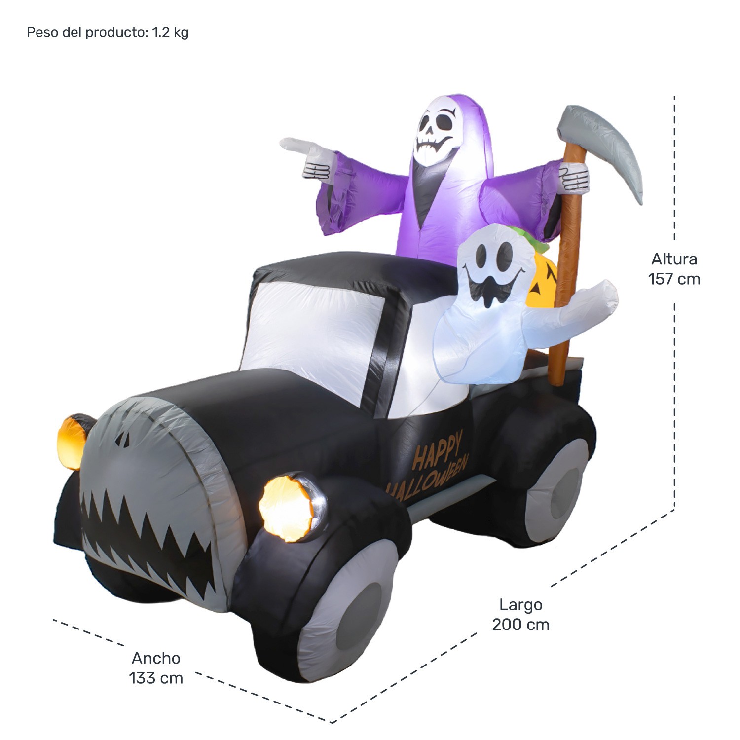Inflable Halloween Camioneta Terrorifica Led 200 Cm image number null