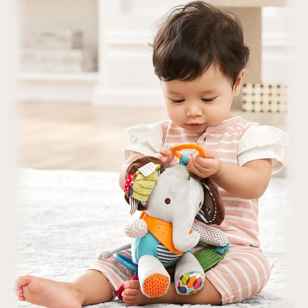 Juguete Peluche Sonaja Beb&eacute; Mordedera Texturas Estimulaci&oacute;n Elefante image number null
