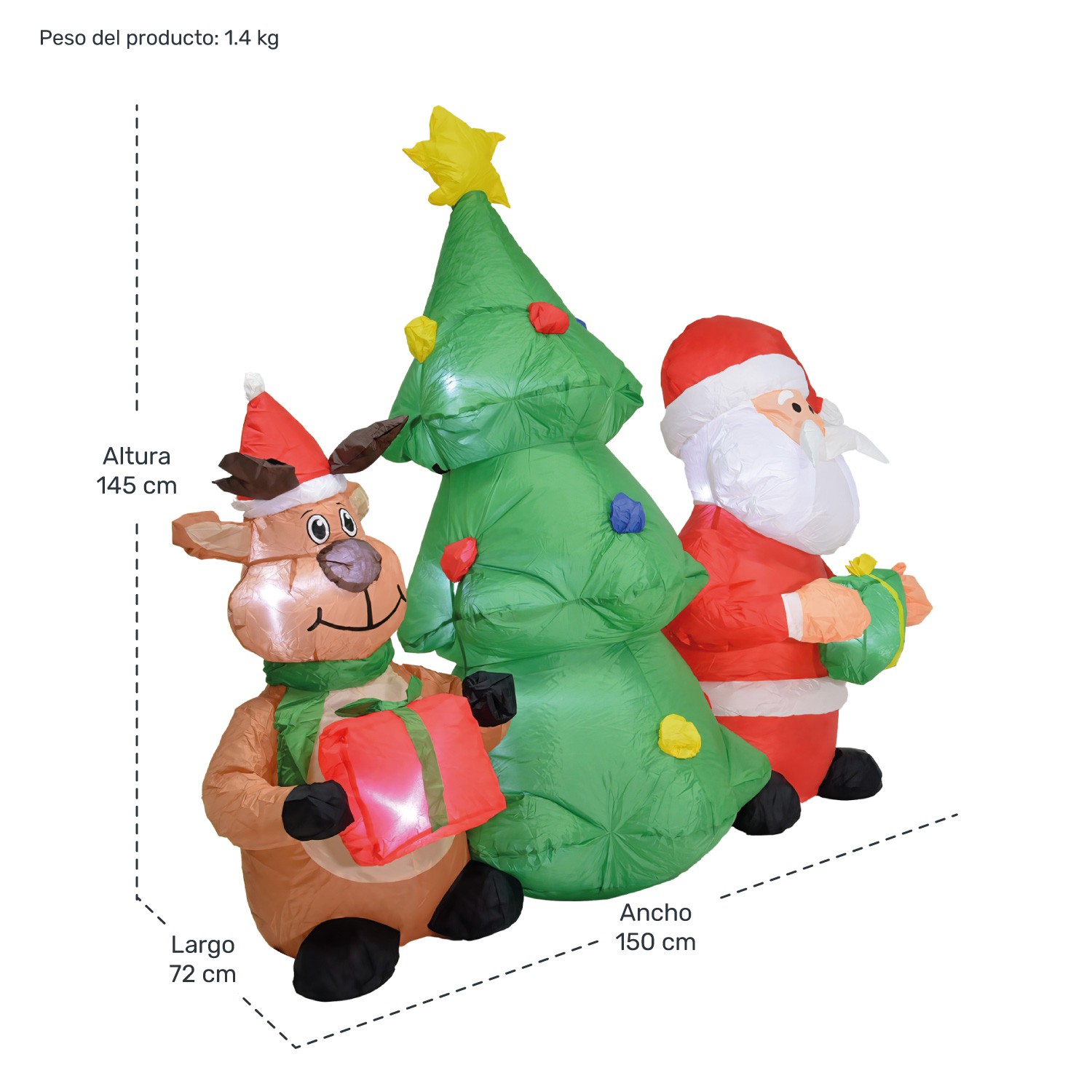 Inflable Navidad Santa Reno Arbol Luz Led Decoracion 1.5mts image number null