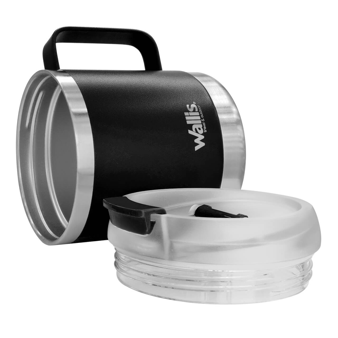 Taza t&eacute;rmica con protector a salpicaduras y tapa rosca, 470 ml, M28903113, negro mate image number null
