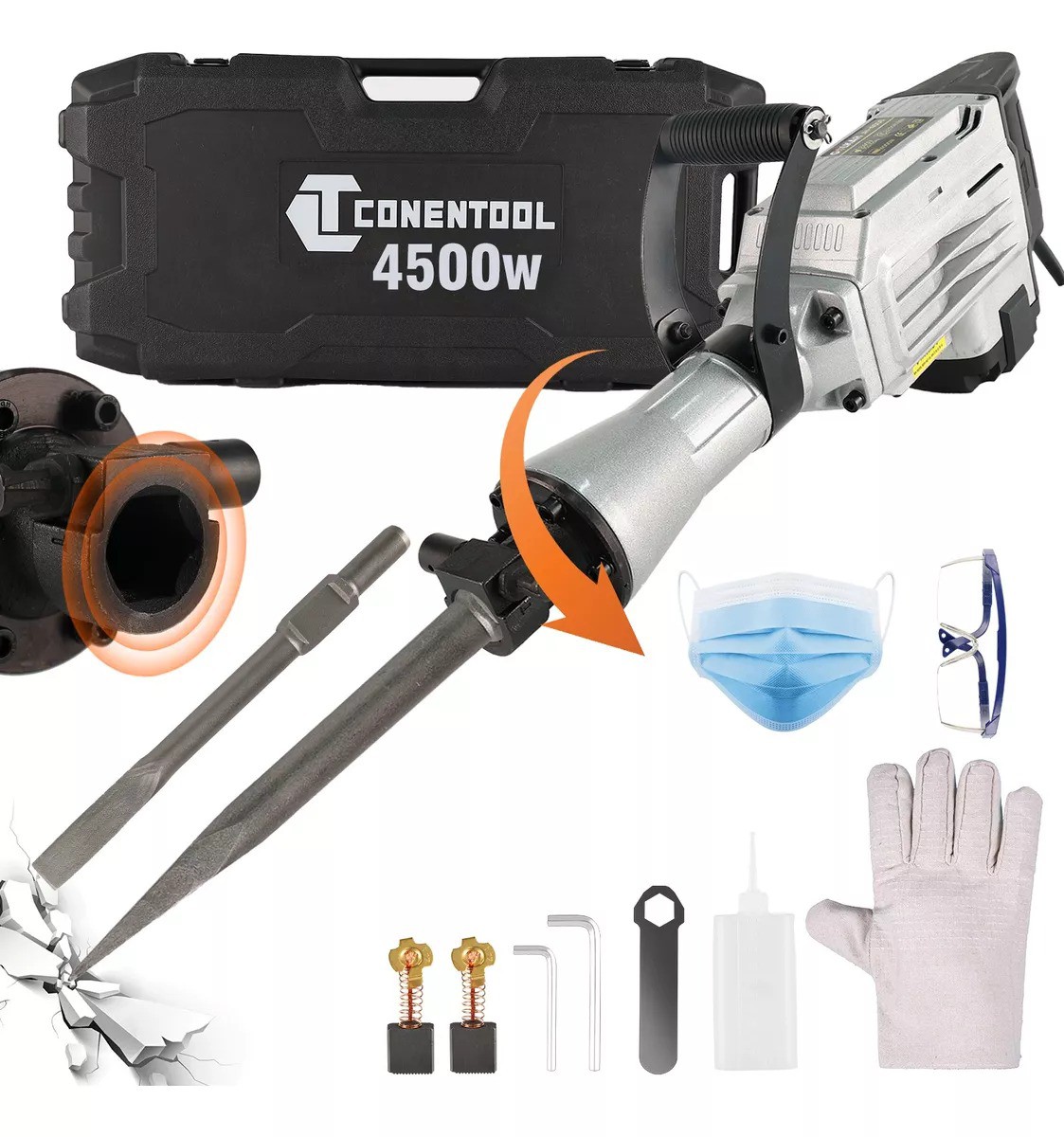 4500w Rompedor De Concreto Demoledor Profesiones Con Gafas image number null