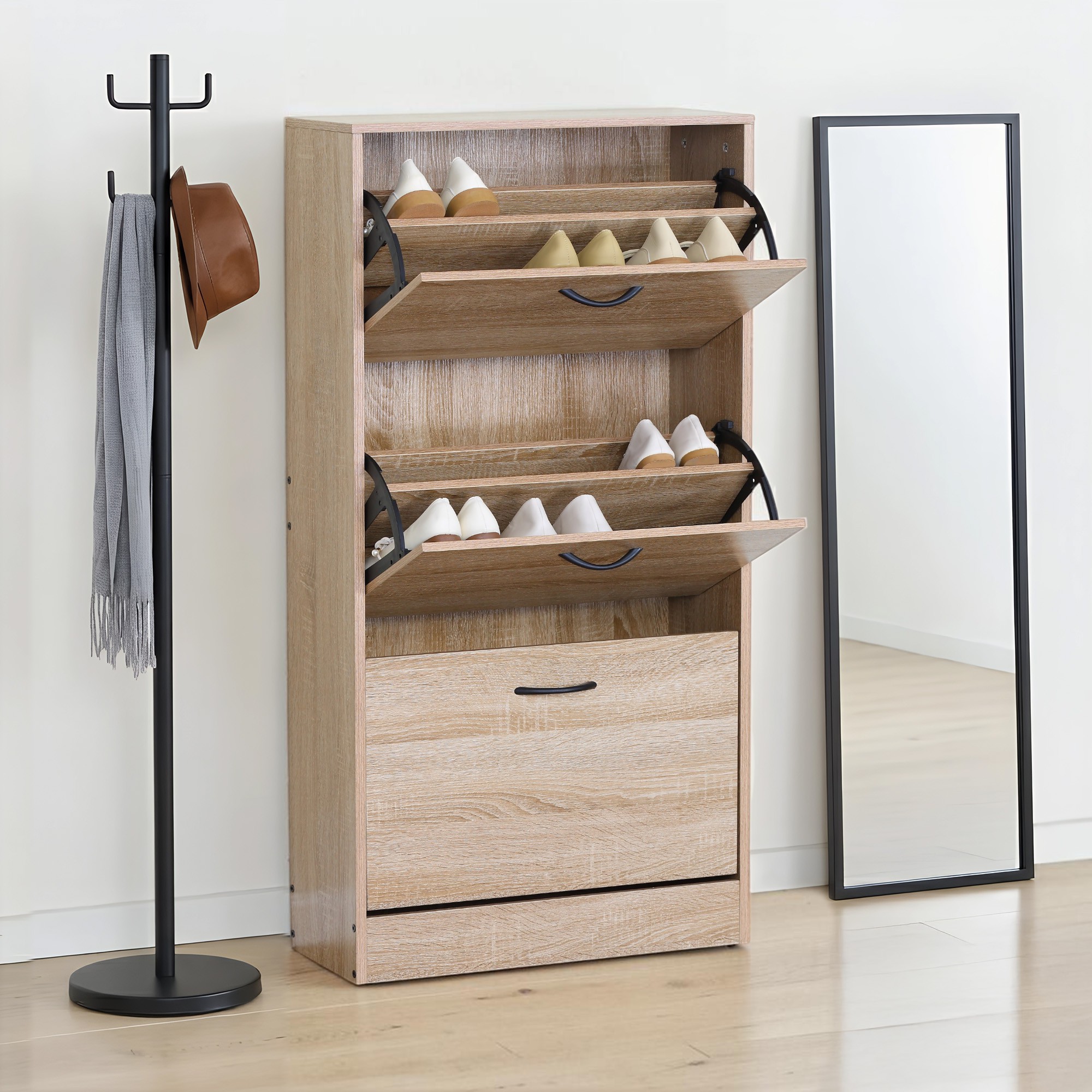 Ilios Innova | Zapatera Minimalista de 3 Compartimientos para 18 Pares, Organizador de Calzado para Rec&aacute;mara y Pasillo image number null